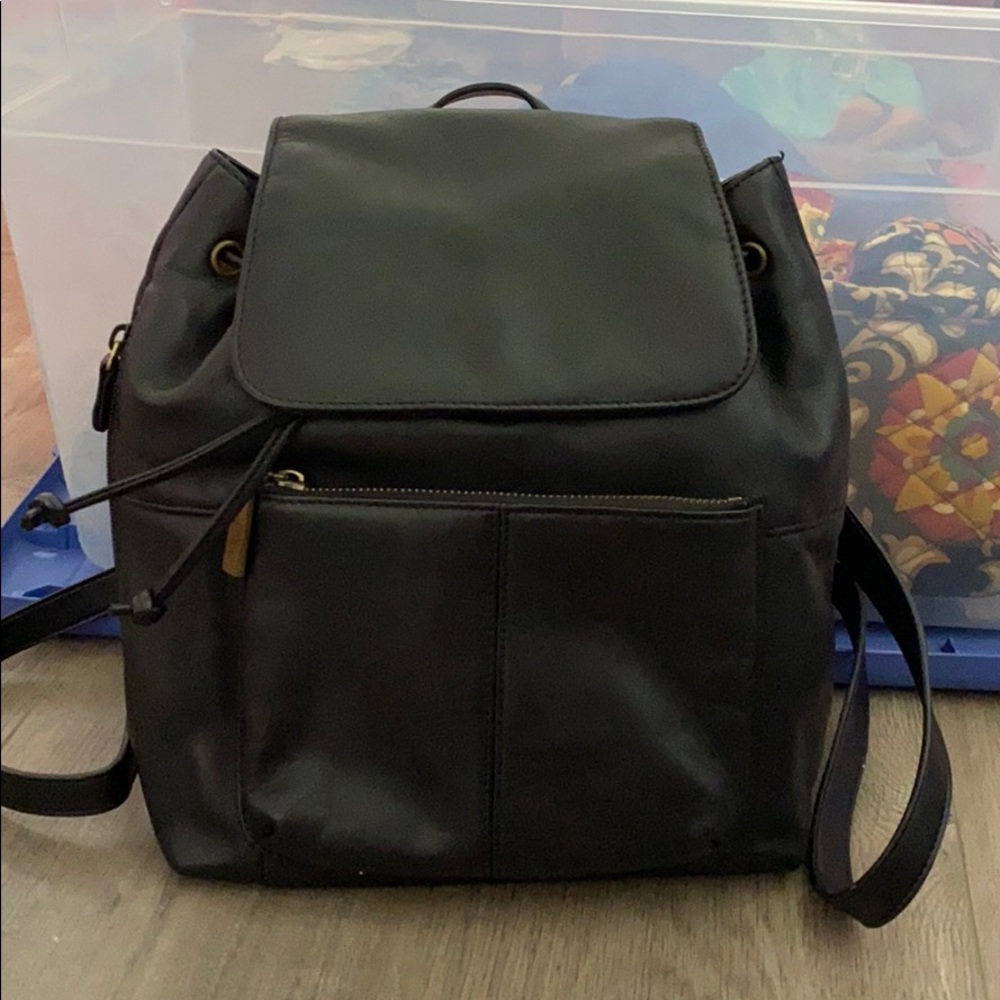 Liz Claiborne black leather backpack